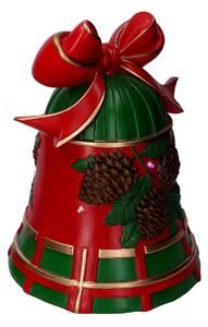 Campana resina pigne rosso e verde con led cm 25x24xh33