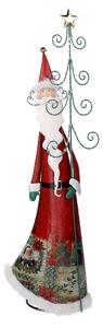 Babbo natale in metallo con albero rosso con led cm 29,2x14xh84,5
