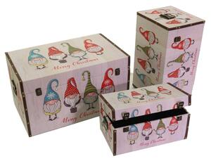 Set 3 Bauli in similpelle con gnomi rettangolare
