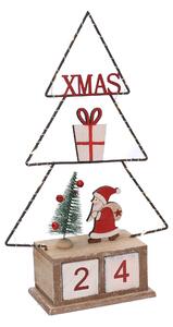 Calendario legno albero rosso con led cm 18x7,5xh31