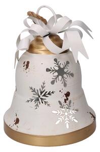 Campana metallo fiocchi di neve oro e crema cm Ø23xh28