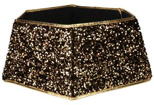 Copri base albero tessuto pieghevole oro double face esagonale glitter cm Ø68xh25