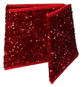 Copri base albero tessuto pieghevole rosso double face esagonale glitter cm Ø68xh25