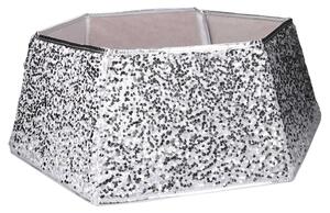 Copri base albero tessuto pieghevole argento double face esagonale cm Ø68xh25
