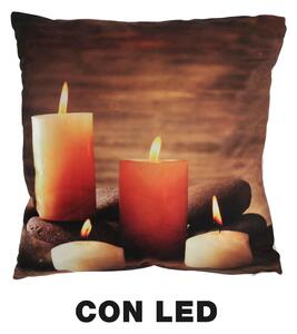Cuscino tessuto candele led cm 40x40