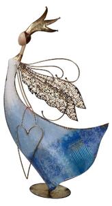 Fatina metallo con cuore blu e oro cm 42x10,8xh74,3