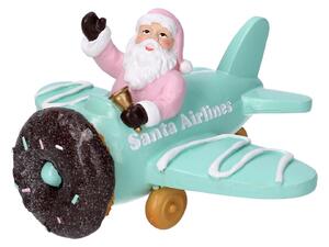 Aeroplano resina con babbo natale cm 17x14xh9