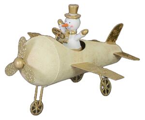 Pupazzo di neve metallo aeroplano cm 18x17xh15