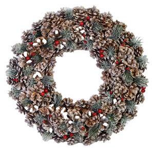 Coroncina glitter con bacche e pigne naturale cm Ø30