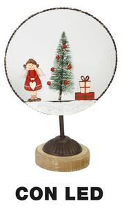 Decorazione metallo led con albero cm 20x11xh30
