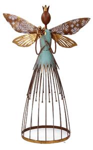 Fatina metallo con fiore oro cm 38,7x16xh66,7