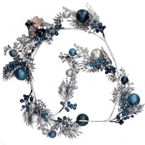 Festone plastica sfere argento e blu cm 125