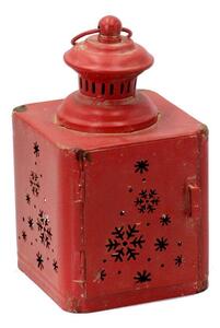Lanterna metallo rosso albero quadro cm 13x13xh22,5