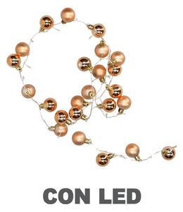 Luce filo sfera rame 48 led bianco caldo alimentazione fissa cm Ø4x120