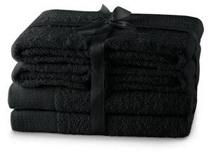 Set di asciugamani per viso e corpo tipo terry neri in cotone 6 pz Amari – Restilo