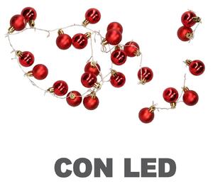 Luce filo sfera rosso 48 led bianco caldo alimentazione fissa cm Ø4x120