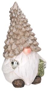 Gnomo resina grigio seduto con led cm Ø21,5xh36,5