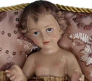 Natività tessuto su cuscino rosa cm xh19