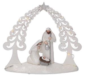 Natività resina bianco con led cm 20x5,5xh17