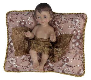 Natività tessuto su cuscino rosa cm xh23