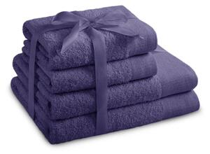 Set di asciugamani per viso e corpo tipo terry viola in cotone 4 pz Amari – Restilo