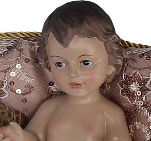 Natività tessuto su cuscino rosa cm xh23