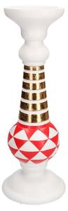 Portacandele resina bianco rosso oro tondo 1p cm Ø13xh35,5