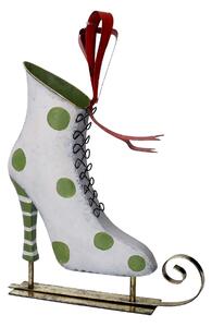 Pattini metallo verde e bianco cm 30x11,5xh38,1