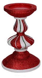 Portacandele resina bianco e rosso cm Ø15xh23