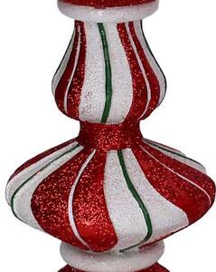 Portacandele resina bianco e rosso cm Ø15xh23