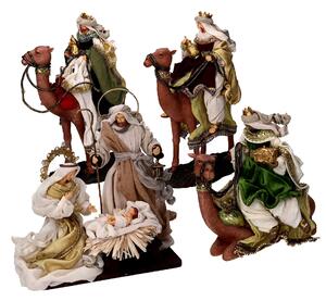 Natività tessuto bianco e oro con re magi cm xh25,4