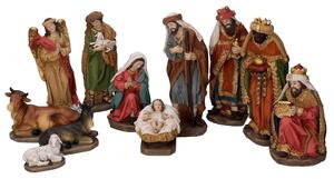 Natività resina set 11pz verde e rosso cm xh20