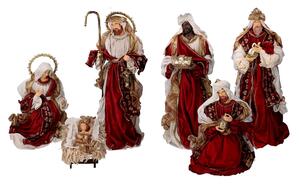 Natività tessuto bordeaux con re magi cm xh81