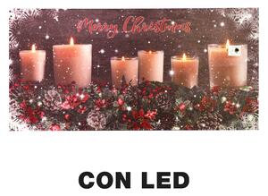 Quadro con led legno candele multicolor rettangolare cm 60x30xh1,8