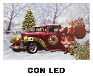 Quadro con led legno macchina rossa multicolor rettangolare cm 60x40xh1,8