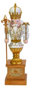 Soldatino Schiaccianoci in resina con regali bianco e oro cm 43x36,5xh124,5