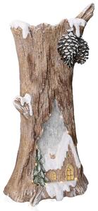 Statua resina tronco innevato con led marrone cm 28x19,5xh55