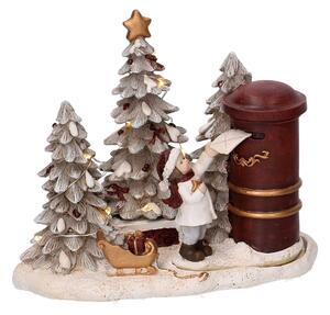 Statua resina bambino con lettera grigio con led cm 16x12xh14,5