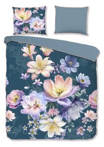 Set copripiumino e federa blu in raso di cotone per letto matrimoniale/per letto esteso 200x220 cm Mirery – Descanso