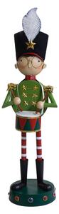 Statua metallo bambino con tamburo verde cm 30,5x26,7xh109,2