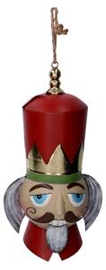 Soldatino Schiaccianoci in metallo oro e rosso cm 21,6x17,1xh50,8