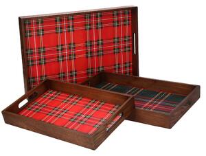 Set 3 Vassoi in legno design scozzese rettangolare