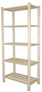 Scaffale 5 ripiani a doghe 75x40x170 cm in Legno di Pino Naturale