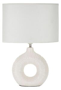 Lampada da tavolo bianca in ceramica con paralume in tessuto (altezza totale 43 cm) Seta – Mauro Ferretti