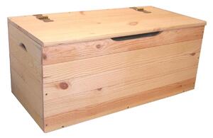 Cassapanca Baule 100x40x50 cm in Legno di Pino Naturale