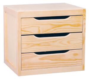 Cassettiera da Tavolo 3 cassetti 39x30x29,5 cm in Legno di Pino Naturale