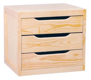 Cassettiera da Tavolo 3 cassetti 39x30x29,5 cm in Legno di Pino Naturale