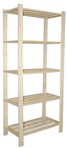 Scaffale 5 ripiani a doghe 70x30x170 cm in Legno di Pino Naturale
