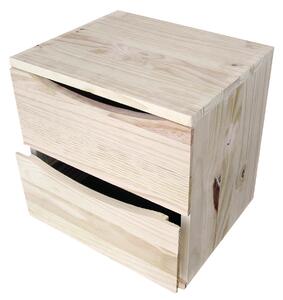Cassettiera da Tavolo 2 cassetti 30x36x36 cm in Legno di Pino Naturale