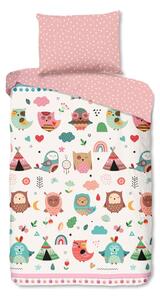 Set copripiumino e federa da bambini rosa in cotone per letto singolo 140x200 cm Wise – Good Morning